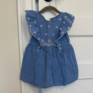 Blue Eyelet Ruffle Baby Dress